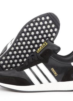 Зимові чоловічі шкіряні кросівки з хутром в стилі adidas iniki 🆕 зимові адідас