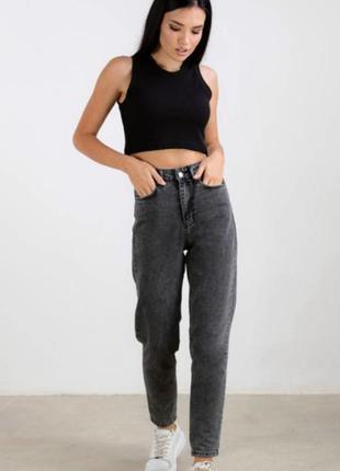 Графит хлопковые джинсы момы mom's jeans pull & bear 34 xs-s