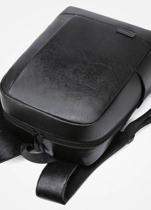 Класичний чоловічий рюкзак міський чорний еко шкіра6 фото