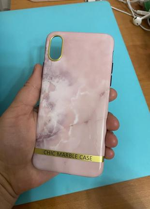 Чехол для iphone 6/6s/x/xs/xs max chic marble розовый