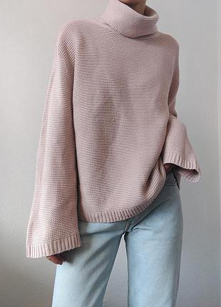 Пудровий светр оверсайз джемпер оверсайз пуловер реглан лонгслів кофта пудра светр h&m гольф2 фото