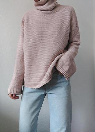 Пудровий светр оверсайз джемпер оверсайз пуловер реглан лонгслів кофта пудра светр h&m гольф7 фото