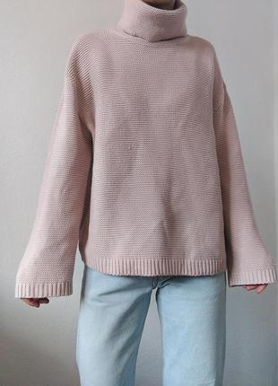 Пудровий светр оверсайз джемпер оверсайз пуловер реглан лонгслів кофта пудра светр h&m гольф8 фото