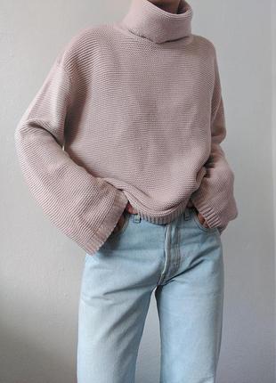 Пудровий светр оверсайз джемпер оверсайз пуловер реглан лонгслів кофта пудра светр h&m гольф6 фото