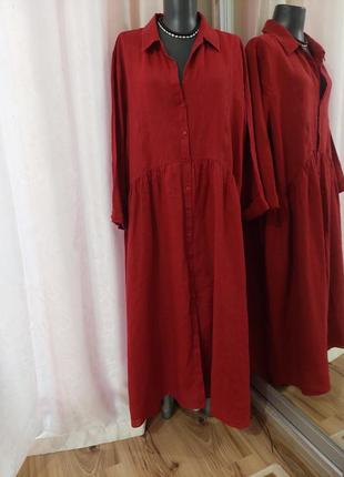 Вискозно-льняное платье 👗 рубашка большого размера