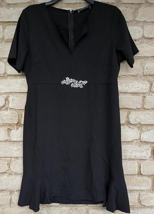 Платье черное вечернее миди mango размер l нарядное оригинал9 фото