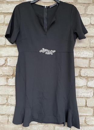 Платье черное вечернее миди mango размер l нарядное оригинал10 фото