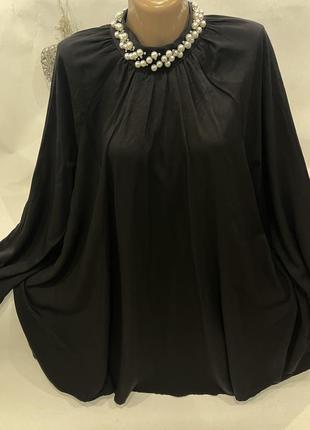 Шикарное черное платье   с жемчугом , в стиле бохо