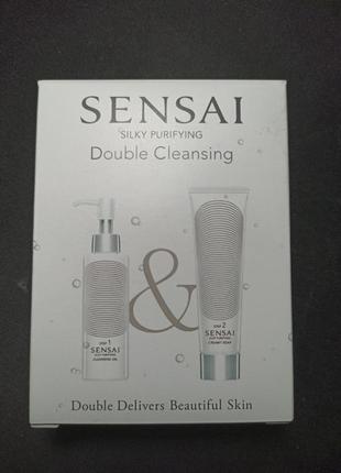 Набор sensai silky purifying double cleansing - подвійне очищення, масло+крем-мило