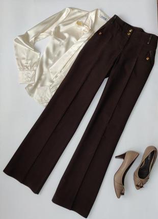 Прямые брюки палаццо коричневые италия1 фото