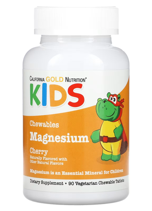 California gold nutrition, жувальна добавка з магнієм для дітей, зі смаком вишні, 90 вегетаріанських