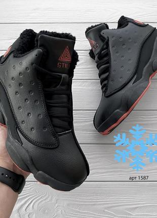 Распродажа! мужские зимние кроссовки jordan black red  42 43 желевое зимние кроссовки1 фото