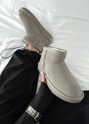 Сапоги теплые ugg ultra mini light grey suede (мех)4 фото