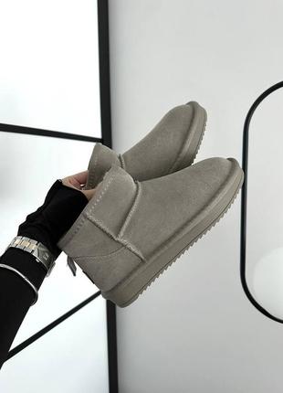 Сапоги теплые ugg ultra mini light grey suede (мех)8 фото