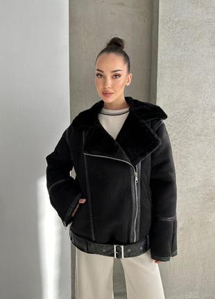 Стильная теплая дубленка