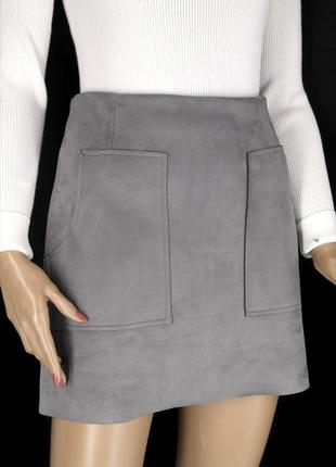Стильная брендовая демисезонная юбка "atmosphere" с накладными карманами. размер uk12/eur40.