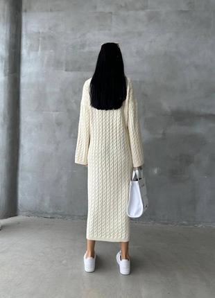 Жіноча довга трикотажна в'язана сукня максі, косичка m, l, xl3 фото