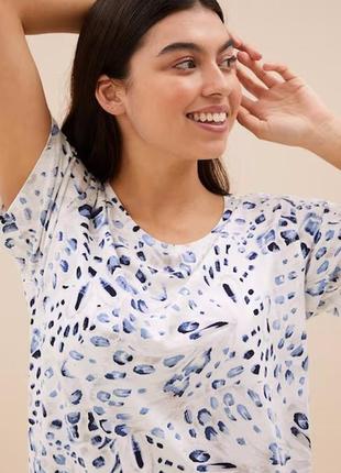 Брендовая трикотажная ночная рубашка, домашнее платье-футболка "marks & spencer" с принтом. размер s6 фото