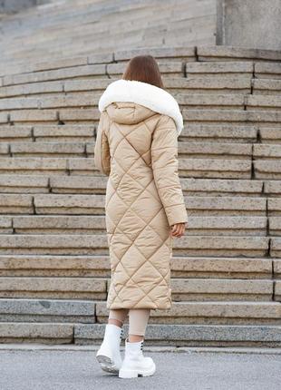 Зимнее стеганое пальто с капюшоном4 фото
