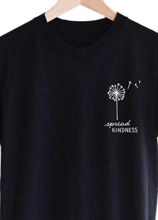 Красивая футболка с ручной росписью красками рисунок с моралью минимализм одуванчик