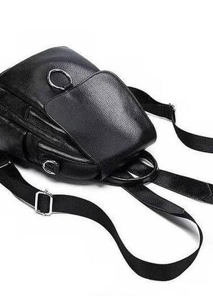 Кожаный женский рюкзак сумка черный, сумка-рюкзак кожаная женская6 фото