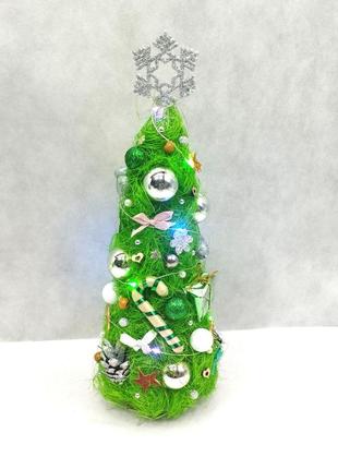 Новорічна ялинка подарунок міні дерево декоротивная прикраси кулі сніжинки гирлянда1 фото
