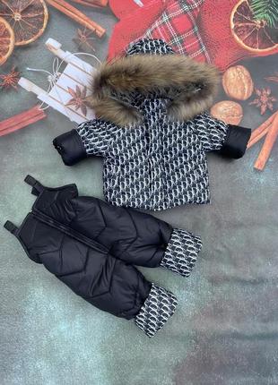 Зимний комплект: комбинезон и куртка с натуральным мехом