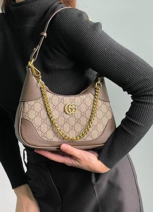 Женская кожаная сумка 👜 gucci aphrodite small shoulder bag grey3 фото