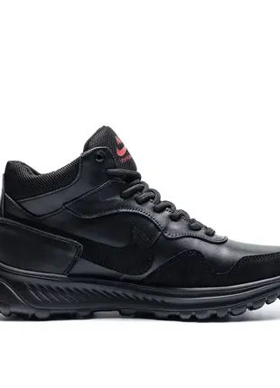 Мужские зимние кожаные кроссовки nike venture runner black2 фото