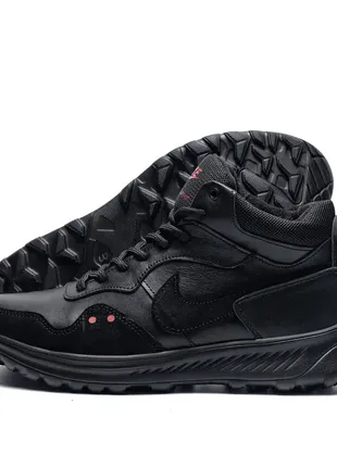 Мужские зимние кожаные кроссовки nike venture runner black4 фото