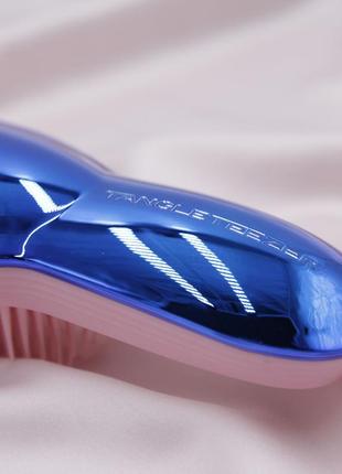 Щетка для волос синяя металик tangle teezer, массажка для волос4 фото