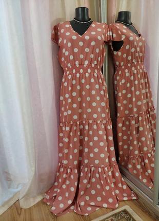 Ярусное в горох платье 👗