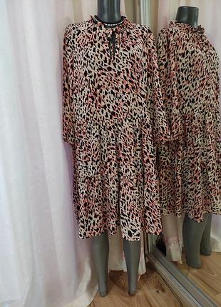 Ярусное с объемными рукавами платье 👗 большого размера