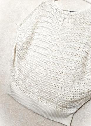 New look красивая ажурная кофта белая вязаная короткие рукава деми/зима женская накидка джемпер3 фото