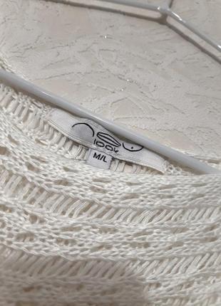 New look красивая ажурная кофта белая вязаная короткие рукава деми/зима женская накидка джемпер8 фото