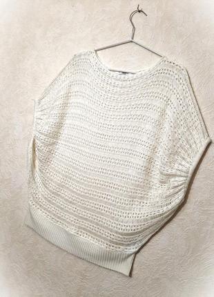 New look красивая ажурная кофта белая вязаная короткие рукава деми/зима женская накидка джемпер2 фото