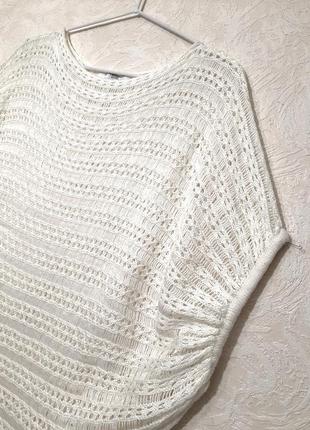 New look красивая ажурная кофта белая вязаная короткие рукава деми/зима женская накидка джемпер7 фото