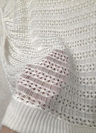 New look красивая ажурная кофта белая вязаная короткие рукава деми/зима женская накидка джемпер5 фото