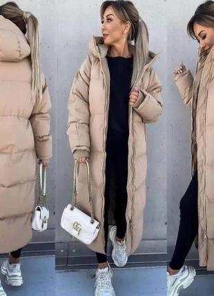 Зимнее длинное пальто пуховик (синтепух) ❄️ до -25⁰с