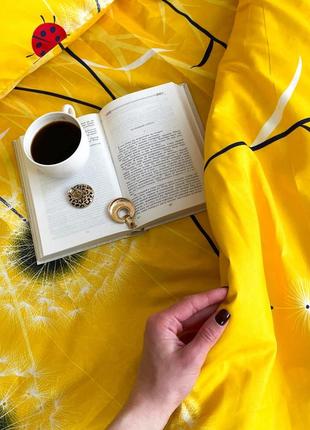 Сімейний комплект постільної білизна з полікотону (70% бавовна 30% поліестер) - жовті кульбаби