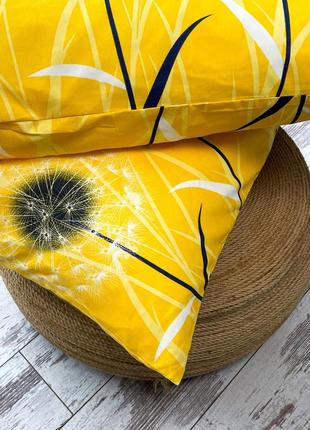 Сімейний комплект постільної білизна з полікотону (70% бавовна 30% поліестер) - жовті кульбаби