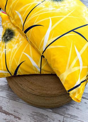 Сімейний комплект постільної білизна з полікотону (70% бавовна 30% поліестер) - жовті кульбаби