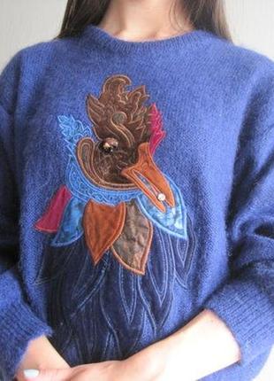 Вінтажний светр джемпер з мохеру, з аплікацією і вишивкою від escada8 фото