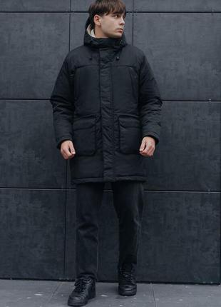 Удлиненная зимняя парка staff gr black