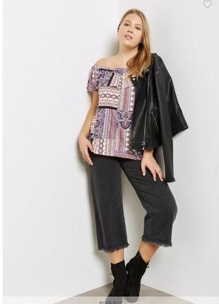 Туніка з відкритими плечима платочный принт віскоза великий розмір