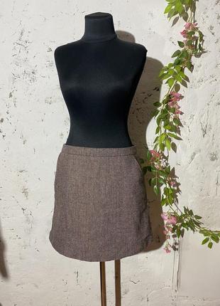 Базовая мини юбка на подкладке из шерсти с карманами 🤎    h&m 🤎   р. 38 (8) наш 443 фото