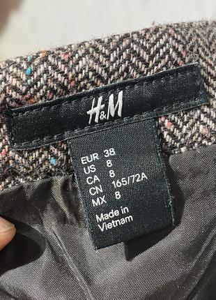 Базовая мини юбка на подкладке из шерсти с карманами 🤎    h&m 🤎   р. 38 (8) наш 447 фото
