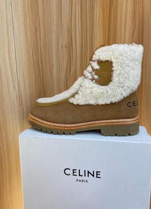 Ботинки меховые в стиле celine натуральные