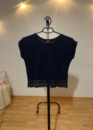 Футболка топ черная с кружками на девушку подростка