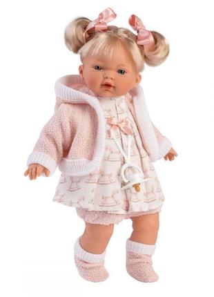 Испанская кукла llorens с механизмом звуковая плачет зовет маму и папу 33 см с хвостиками в нежно розовом